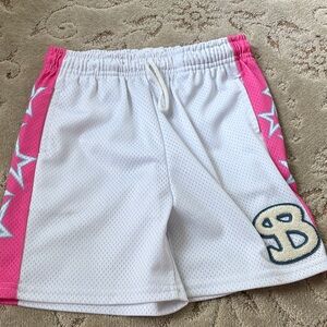 Bucket squad, kids, white and pink star shorts